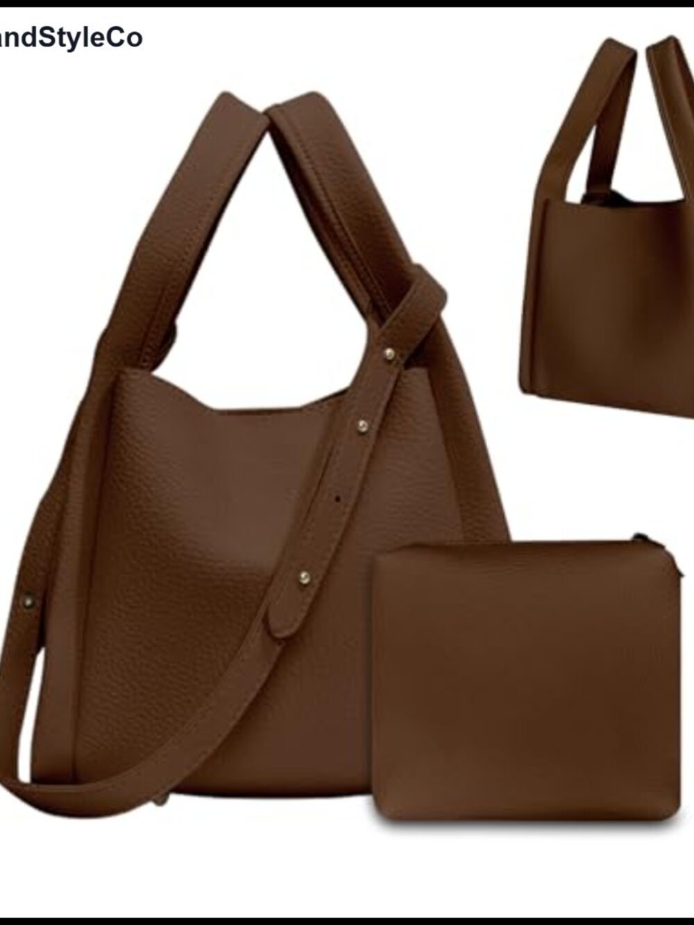 Vegan Leather Bucket Bag Crossbody Handbag with Removable Strap